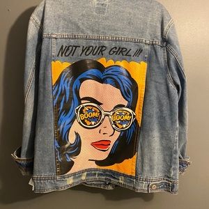 Comic cartoon denim jacket